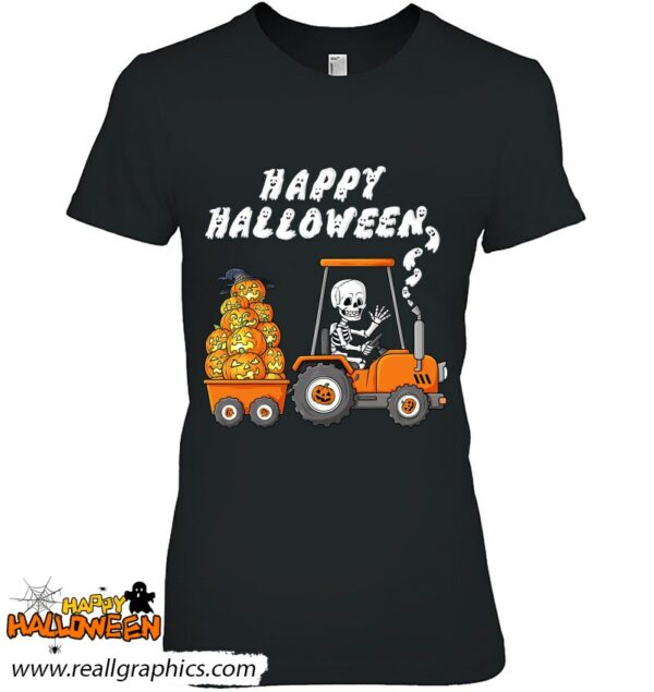 happy halloween skeleton riding tractor toddler shirt 425 n4msf