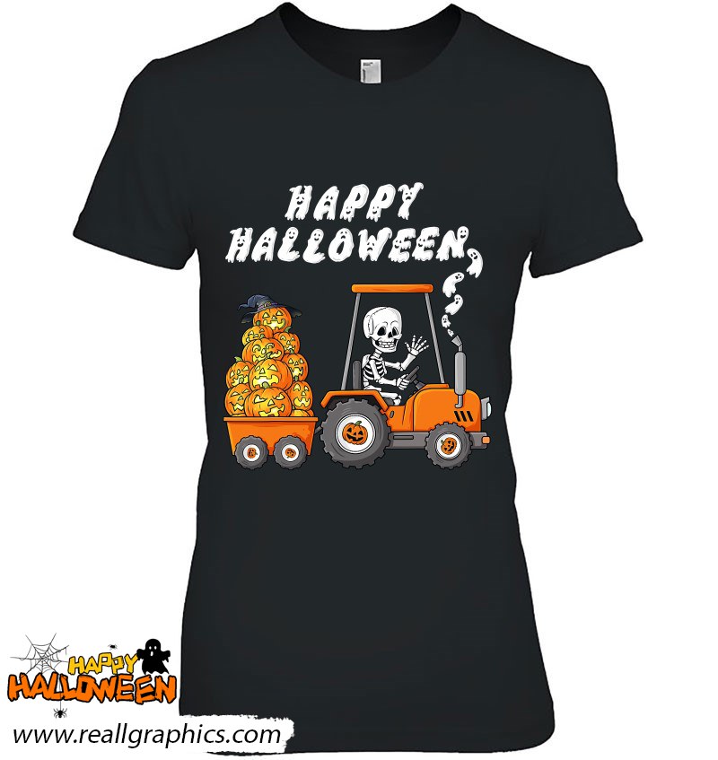 Happy Halloween Skeleton Riding Tractor Toddler Shirt