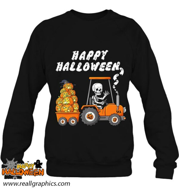 happy halloween skeleton riding tractor toddler shirt 427 5ea8u
