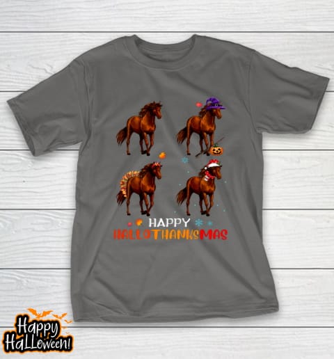horse halloween thanksgiving christmas happy hallothanksmas t shirt 1096 udipb5