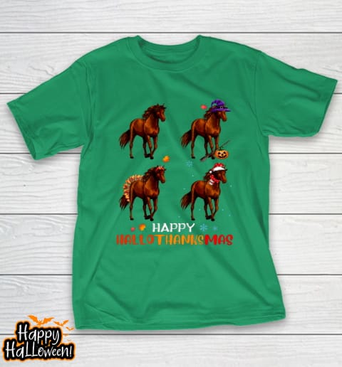 horse halloween thanksgiving christmas happy hallothanksmas t shirt 701 bezbj6