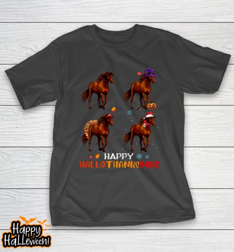 horse halloween thanksgiving christmas happy hallothanksmas t shirt 73 wenmmq
