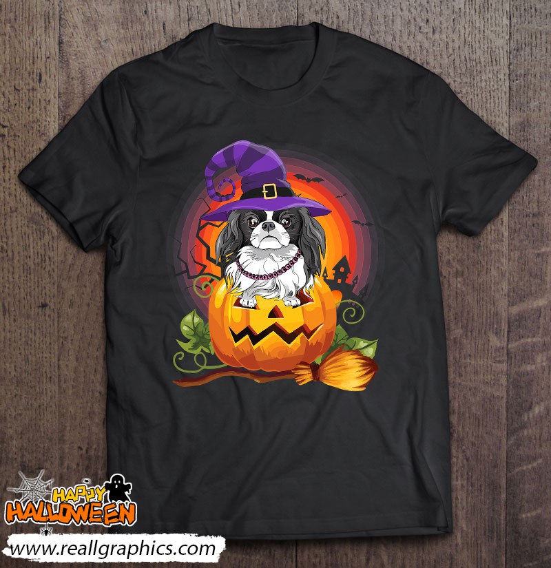 Japanese Chin Witch Pumpkin Halloween Dog Lover Costume Shirt