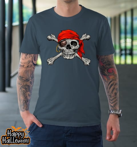 jolly roger pirate skull crossbones halloween costume t shirt 535 ktpiwu