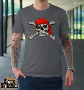 jolly roger pirate skull crossbones halloween costume t shirt 827 tzd6zk