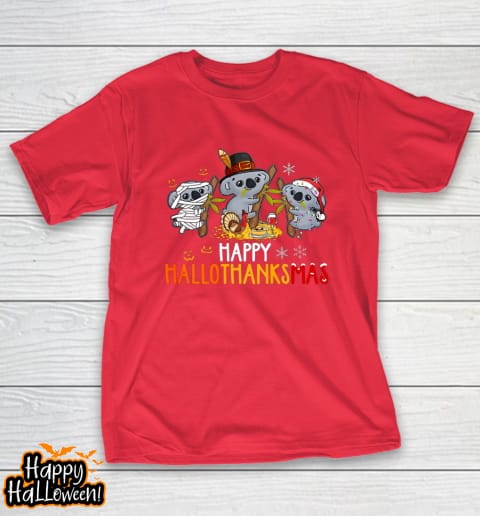 koala halloween and merry christmas happy hallothanksmas t shirt 1147 wsbyou