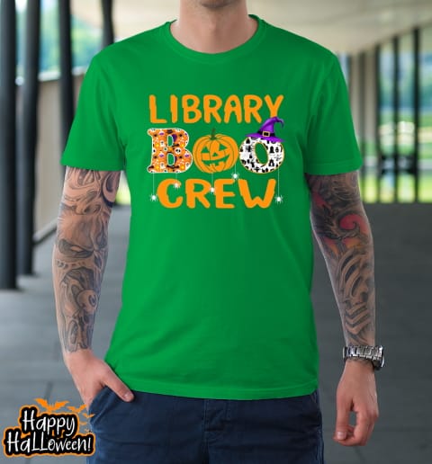library boo crew school librarian halloween library book t shirt 677 jwnuph