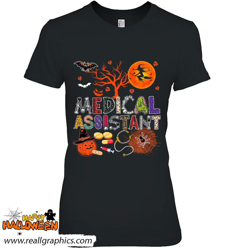 Medical Assistant Halloween Zombie Costume Scary Pumpkin Shirt