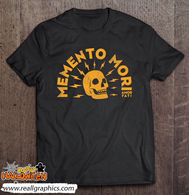 Memento Mori Amor Fati Gold Skull Graphic Shirt