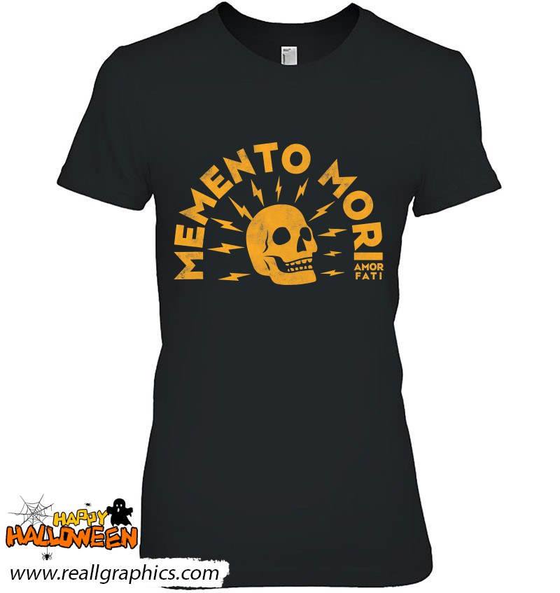 Memento Mori Amor Fati Gold Skull Graphic Shirt