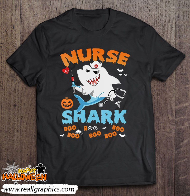 Nurse Shark Boo Boo Boo Pumpkin Halloween Witch Creepy Party Shirt