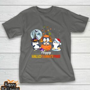 penguin halloween and merry christmas happy hallothanksmas t shirt 1076 iujcm8
