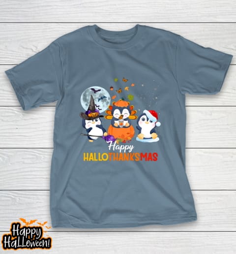 penguin halloween and merry christmas happy hallothanksmas t shirt 811 rccpe6