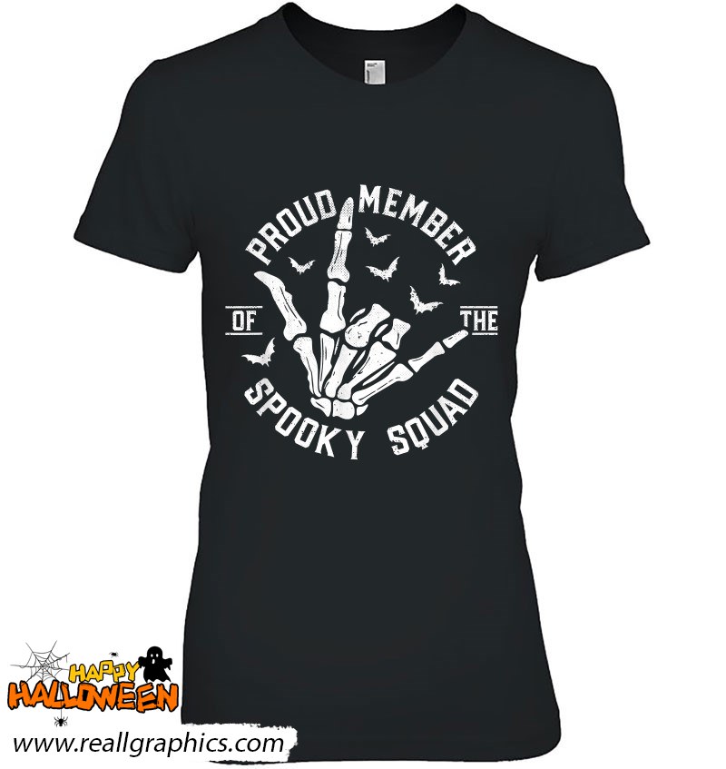 Proud Member Of The Spooky Squad Love Sign Skeleton Hand Shirt