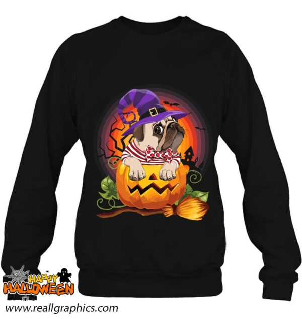 pug witch pumpkin halloween dog lover costume shirt 759 maohe