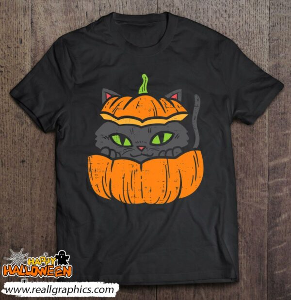 pumpkin cat cute halloween animal pet kitten men women kids shirt 1327 jmisx