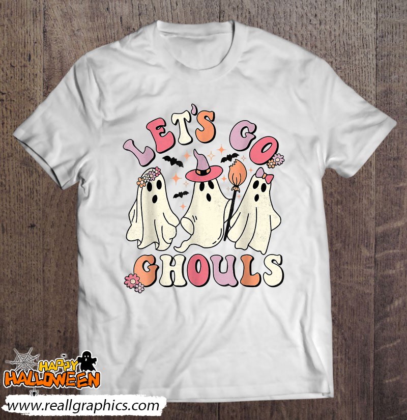 Retro Groovy Let's Go Ghouls Halloween Ghost Outfit Costume Shirt