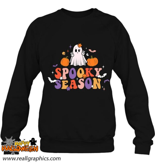 retro groovy spooky season floral ghost hippie halloween shirt 1155 dlgdl