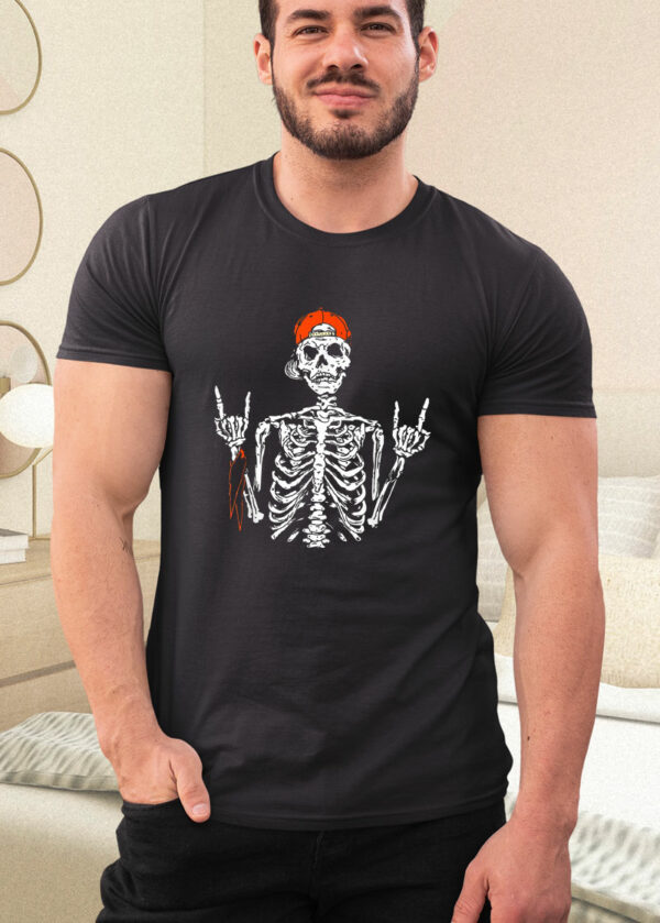 rocker skeleton hand rock on costume funny halloween shirt 116 abykow