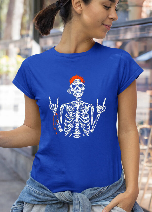 rocker skeleton hand rock on costume funny halloween shirt 202 vkhhng