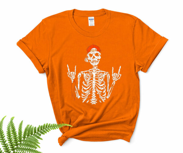 rocker skeleton hand rock on costume funny halloween shirt 30 kthzes