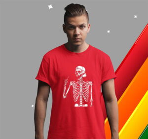 rocker skeleton hand rock on halloween shirt 158 kssedl