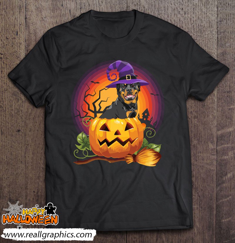 Rottweiler Witch Pumpkin Halloween Dog Lover Costume Shirt