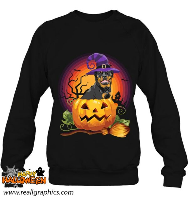rottweiler witch pumpkin halloween dog lover costume shirt 763 v2guq