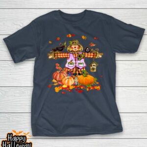 scarecrow autumn hello fall pumpkin thanksgiving halloween t shirt 210 tskjz8