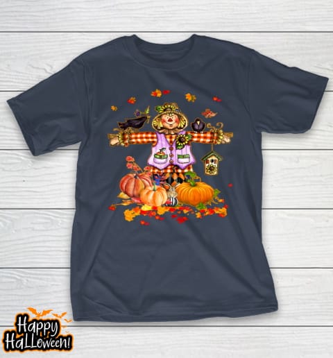 scarecrow autumn hello fall pumpkin thanksgiving halloween t shirt 210 tskjz8