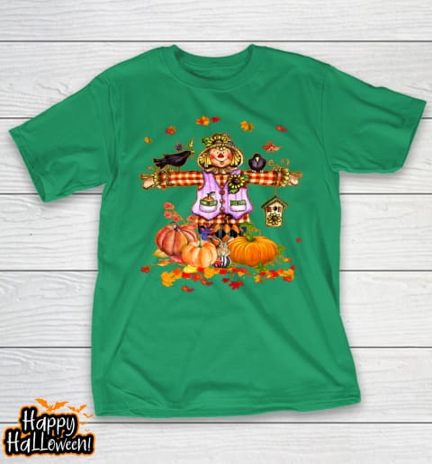 scarecrow autumn hello fall pumpkin thanksgiving halloween t shirt 507 lj7ew5