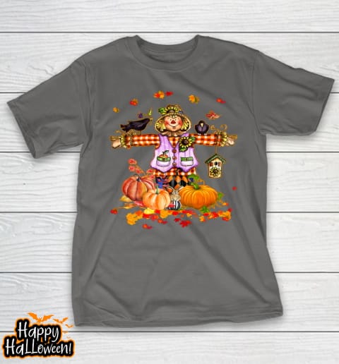 scarecrow autumn hello fall pumpkin thanksgiving halloween t shirt 654 n9nl9r