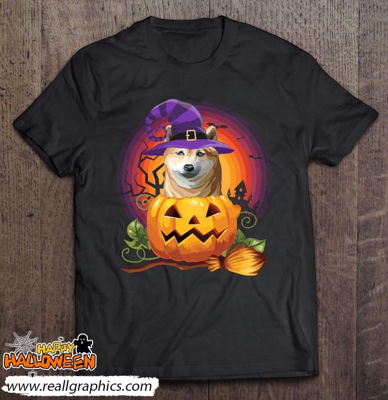 Shiba Inu Witch Pumpkin Halloween Dog Lover Costume Shirt