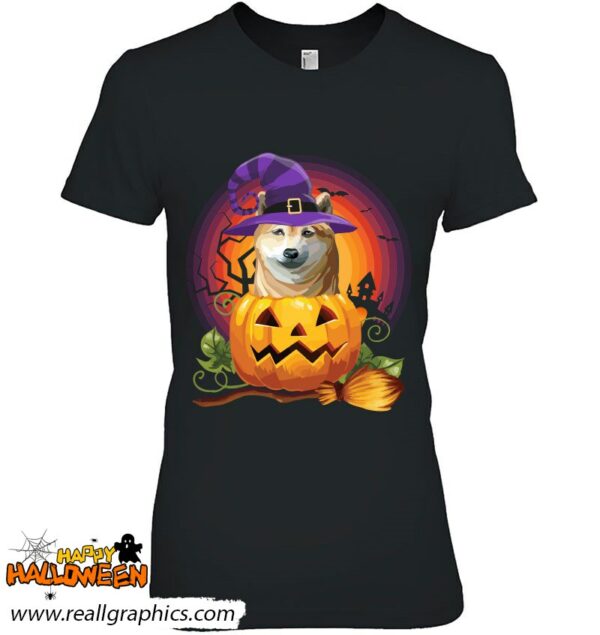 shiba inu witch pumpkin halloween dog lover costume shirt 781 by30h