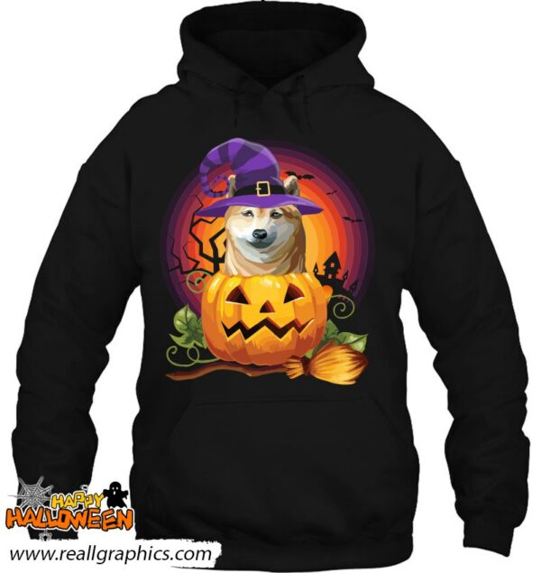 shiba inu witch pumpkin halloween dog lover costume shirt 782 2nrnc