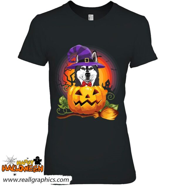 siberian husky witch pumpkin halloween dog lover costume shirt 785 gyxyj
