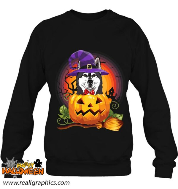 siberian husky witch pumpkin halloween dog lover costume shirt 787 nfs7z
