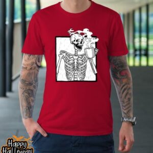 skeleton drinking coffee shirt death drinking coffee skull halloween t shirt 1070 qxvotc