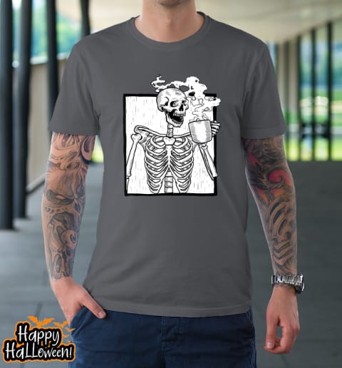 skeleton drinking coffee shirt death drinking coffee skull halloween t shirt 795 ceyenc