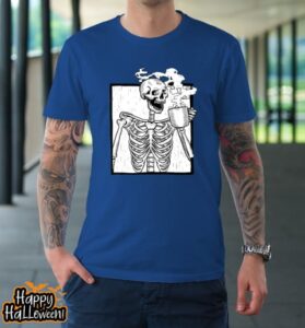 skeleton drinking coffee shirt death drinking coffee skull halloween t shirt 938 yjlafe