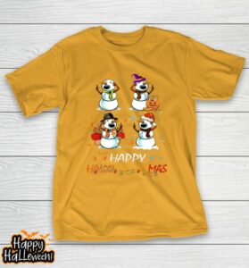 snowman halloween and merry christmas happy hallothanksmas t shirt 202 aqcpen
