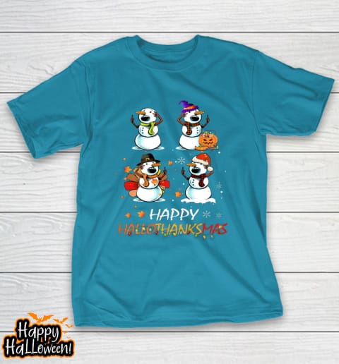 snowman halloween and merry christmas happy hallothanksmas t shirt 935 c3r4ms