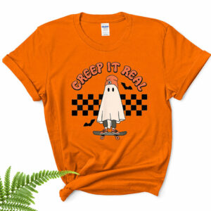 spooky ghost creep it real spooky halloween trick treat ghost skateboard shirt 28 p7jqze
