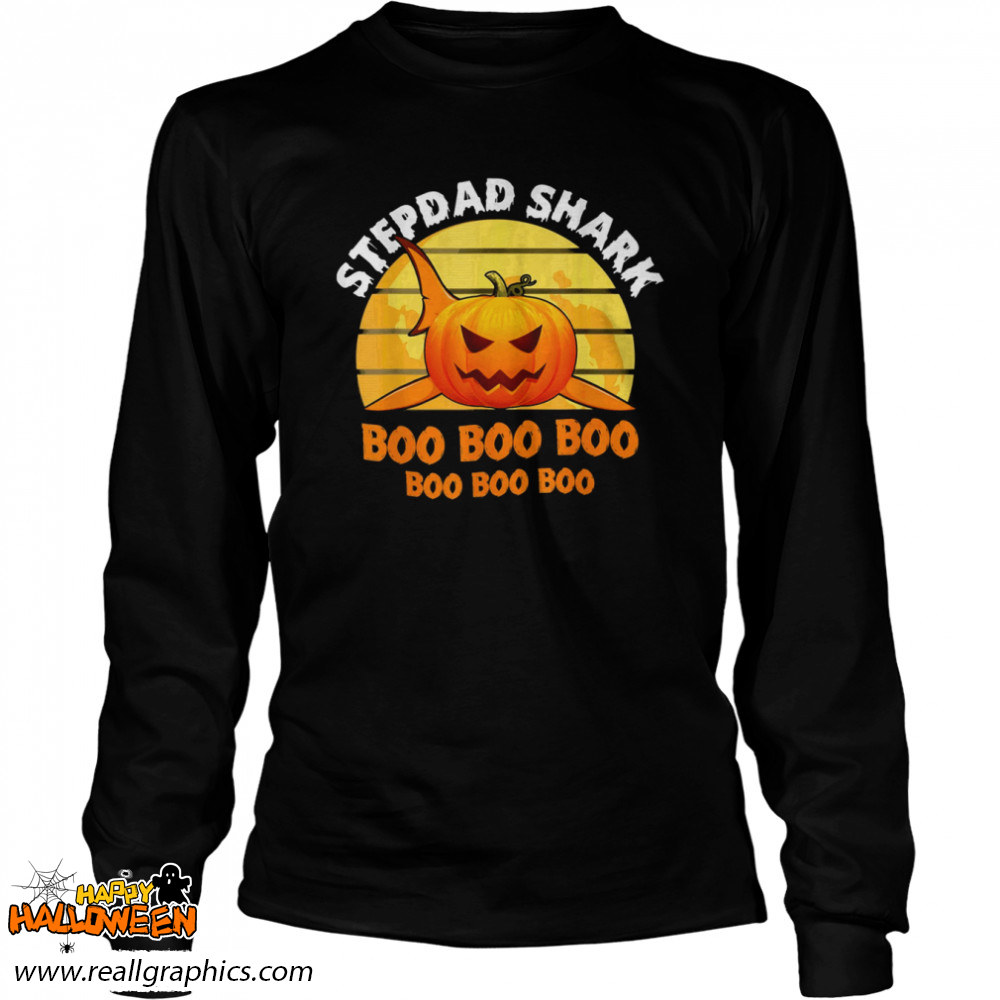 Stepdad Shark Boo Pumpkin Halloween Stepdad Shirt