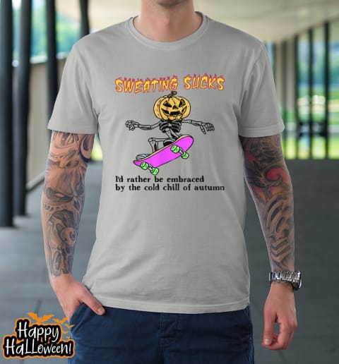 sweating sucks skeleton pumpkin head halloween t shirt 1066 u0x5sh