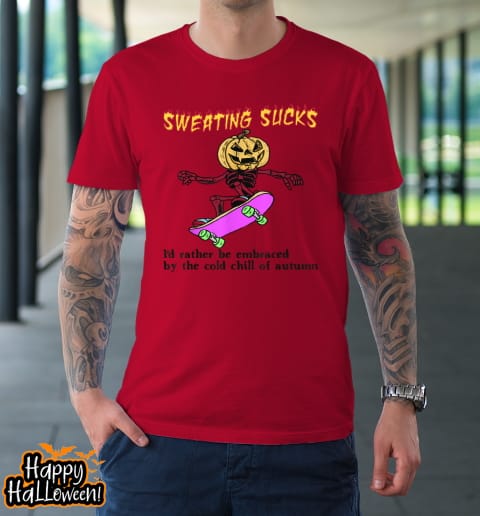 sweating sucks skeleton pumpkin head halloween t shirt 790 nuxr44