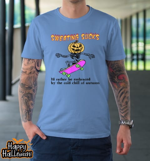 sweating sucks skeleton pumpkin head halloween t shirt 933 tl2x4j
