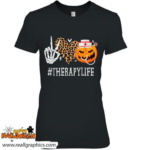 therapy peace love pumpkin funny halloween leopard shirt 865 0ao1k