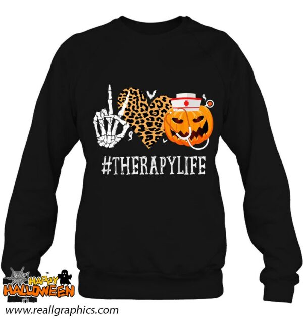 therapy peace love pumpkin funny halloween leopard shirt 867 kqtum