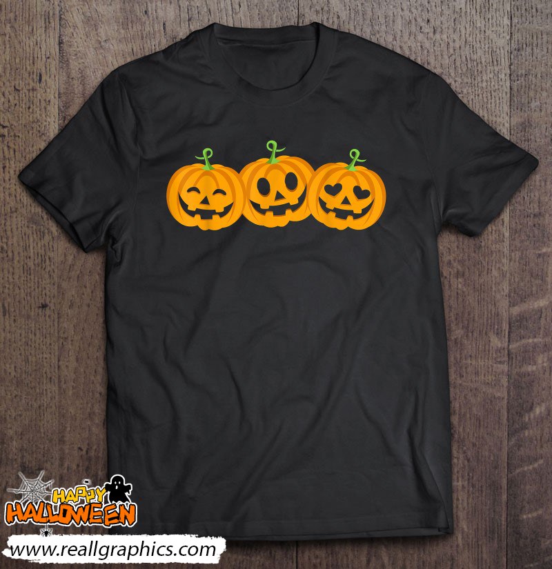 Three Halloween Pumpkins Jack O Lantern Faces Shirt